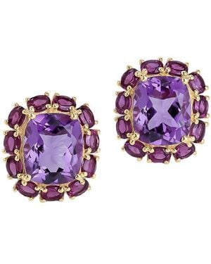 TIRAMISU Plated 2.84 Ct. Tw. Amethyst, Rhodolite Garnet Stud Earrings - Purple