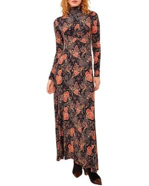 Ulla Johnson Koa Jersey Ruched Front Turtleneck Dress - Red