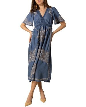 Hale Bob Silk-Blend Katalina Midi Dress - Blue