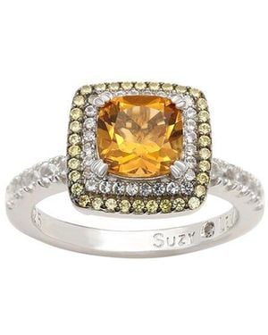 Suzy Levian 0.02 Ct. Tw. Diamond & Gemstone Double Halo Ring - White