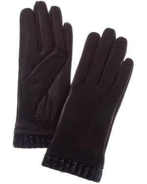 Sofiacashmere Sofiacashmere Cashmere-Lined Nappa Leather Gloves - Black