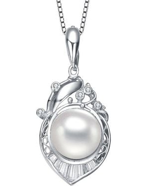 Genevive Jewelry Silver Cz Pendant - White