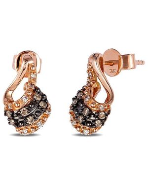 Le Vian Cluster 14K Rose 0.17 Ct. Tw. Diamond Drop Earrings - Metallic