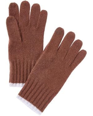 Phenix Tipped Rib Cuff Cashmere Gloves - Brown