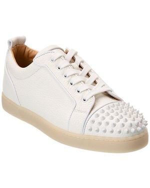 Christian Louboutin Louis Junior Spikes Leather Trainer - White