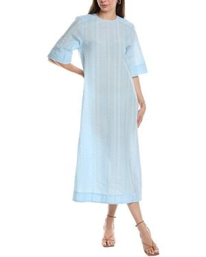 Ganni Seersucker Check Maxi Dress - Blue