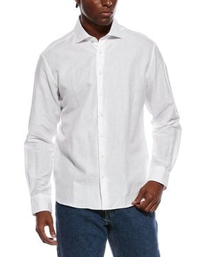 Eterna Soft Linen-Blend Modern Fit Cutaway Collar Shirt - White