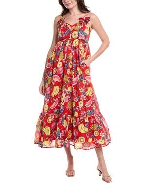 Fate Fruit Motif Voile Maxi Dress - Red