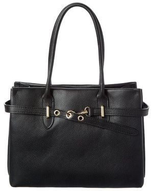 Italian Leather Top Handle Bag - Black