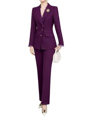 VERA DOLINI 2Pc Blazer & Pant Set - Purple