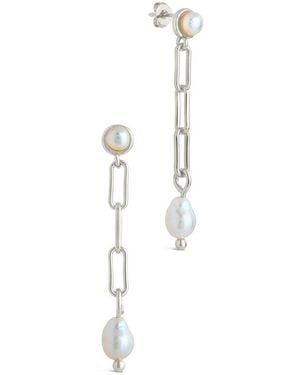 Sterling Forever 2-5Mm Pearl Fayelynn & Chain Drop Stud Earrings - White