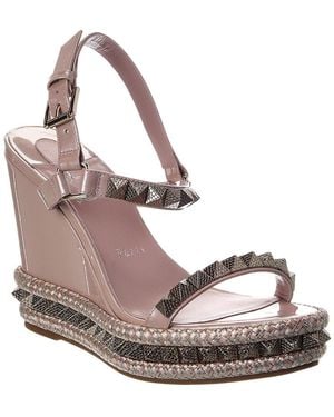 Christian Louboutin Pyraclou 110 Patent Wedge Sandal - Pink