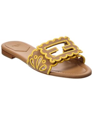Fendi Baguette Leather Sandal - Yellow