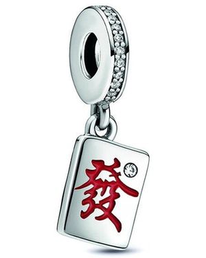 PANDORA Moments Silver China Mahjong Dangle Charm - White