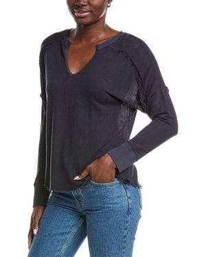 XCVI Wearables Mesh Bullock Pullover - Blue
