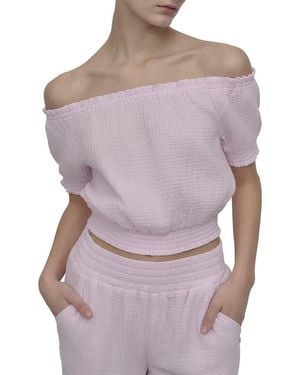 DKNY Off The Shoulder Crop Top - Purple