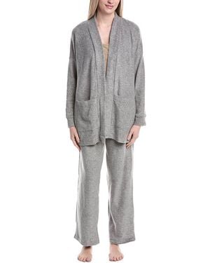 DKNY 2Pc Robe & Pant Lounge Set - Gray