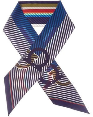 Ferragamo Logo Silk Scarf - Blue