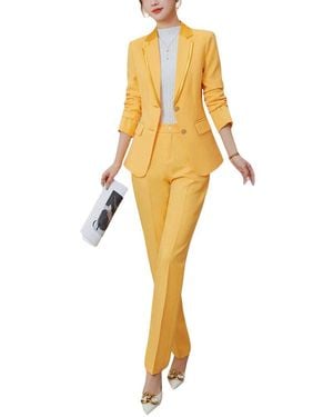 Bossy Chic 2Pc Blazer & Pant Set - Yellow