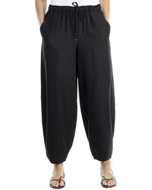 Max Studio Drawstring Linen-Blend Lantern Pant - Black
