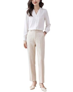 Adelin May 2Pc Shirt & Pant Set - White