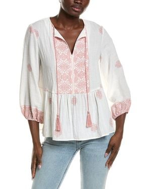 Vince Camuto Print Peasant Blouse - White