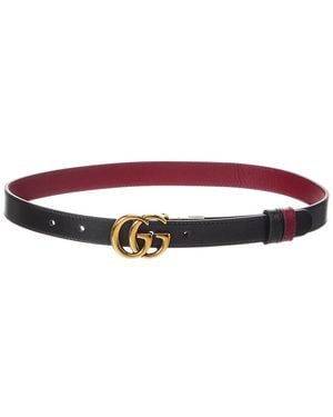 Gucci Gg Marmont Thin Reversible Leather Belt - Red
