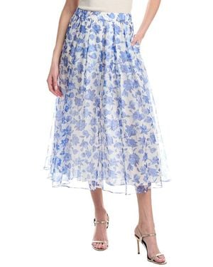 Max Mara Weekend Marca Silk Midi Skirt - Blue