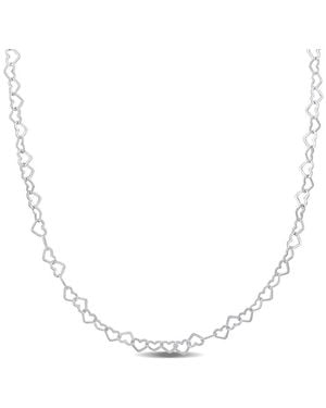 Italian Silver Heart Link Necklace - Natural