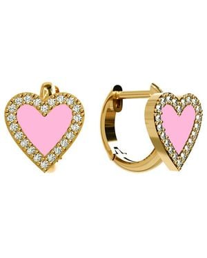 Gabi Rielle 14K Over Agate Cz Mini Hoop Earrings - Pink