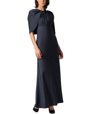 Aidan Mattox Satin Cape Sleeve Long Dress - Blue