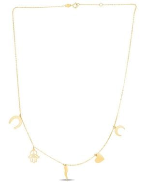 Italian Gold 14K Charm Dangle Bracelet - White