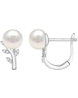 Pearls Pearl & 7Mm Pearl Hoop Earrings - White
