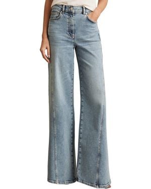 Reiss Fern Twist Seam Wide Leg Jean - Blue