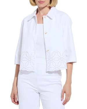 Lyssé Gem Eyelet Embroidered Jacket - White