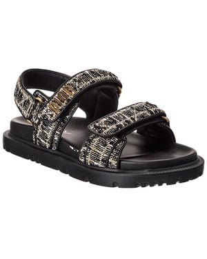 Dior Act Tweed & Leather Sandal - Black