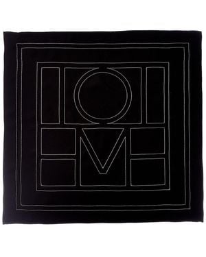 TOTEME Embroidered Monogram Silk Scarf - Black
