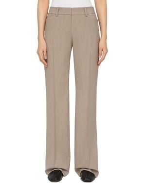 Lafayette 148 New York Plus Reade Mid Rise Wool-Blend Straight Leg Pant - Natural