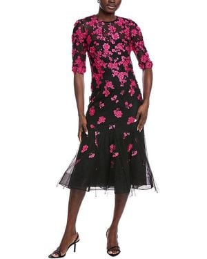 Teri Jon Tulle Applique Gown - Red