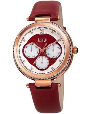 Burgi Burgi Diamond Marker Subdial Watch - Red