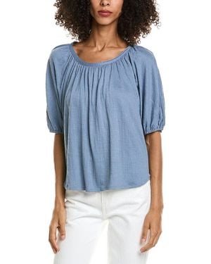 Max Studio Short Dolman Sleeve Boatneck Top - Blue