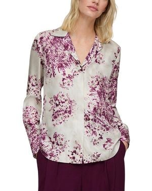 Lafayette 148 New York Scottie Notch Collar Silk Blouse - Pink