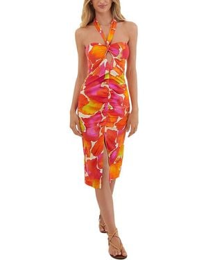 ViX Gal Natori Linen-Blend Midi Dress - Red