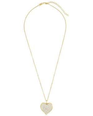 Sterling Forever Cz Heart Necklace - White