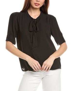 Tahari Tie-Neck Woven Top - Black
