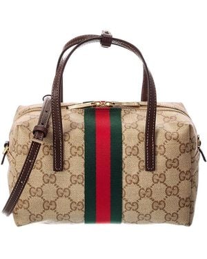 Gucci Gg Coated Canvas & Leather Shoulder Bag - Brown