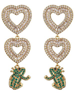 Eye Candy LA Cz Frog Heart Drop Earrings - Metallic