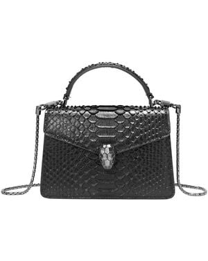 Tiffany & Fred Paris Embossed Leather Satchel - Black