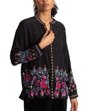 Johnny Was Audrey Silk Shirt - Black