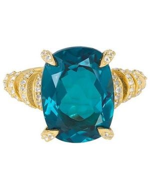 TIRAMISU 18K Over 10.65 Ct. Tw. London Topaz, Topaz Ring - Blue